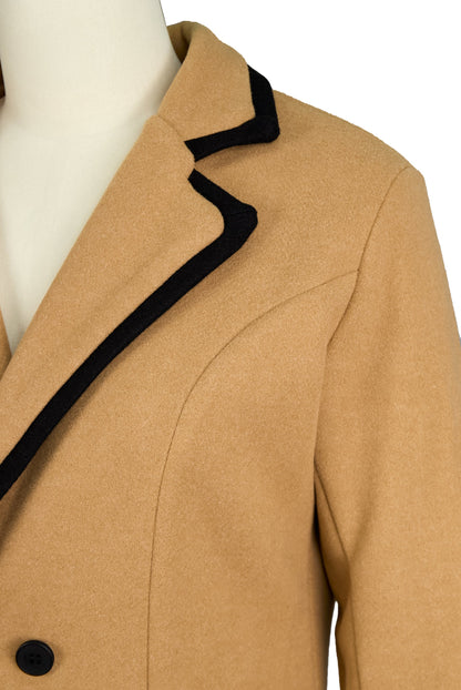 Noori Collections Double-Breasted Contrast Trim Coat